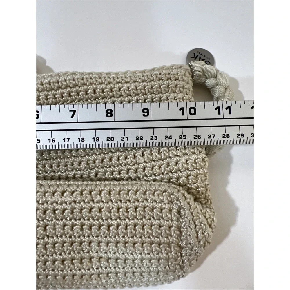The Sak Original Women's Crochet Hand Bag Cream White with Silver Tag